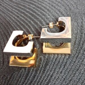 NWOT Zara 2 tone Double Hoop Earrings